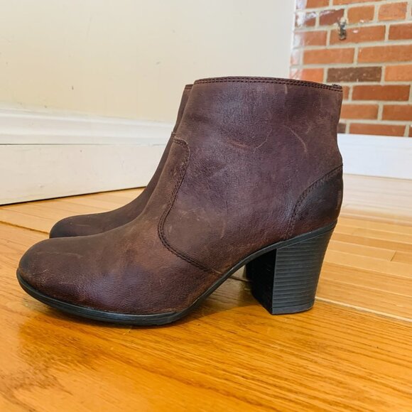 Women's ROCKPORT Brown Leather Zip Up Ankle Boots Booties Size 9 M - Picture 12 of 16
